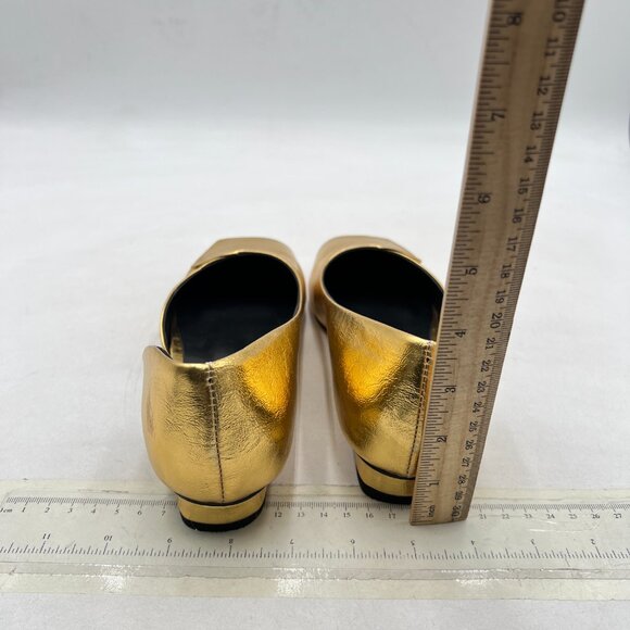 Wo Wagas Gold Side Cut Block Low Heeled Square Toe Slip On Pump Working Shoe - Picture 5 of 8